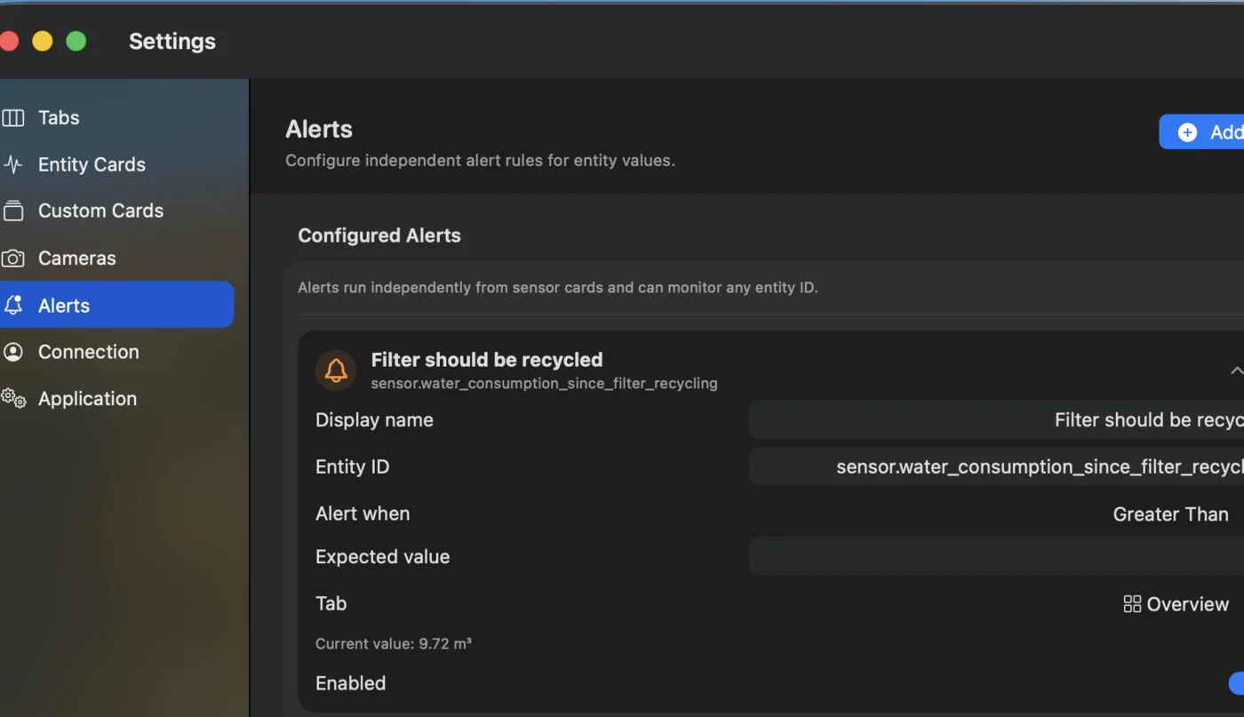 HassBoard alert configuration